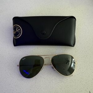 Ray-Ban Gold Frame Sunglasses with Black Case